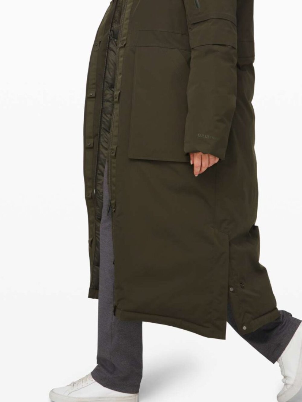 Lululemon Winter Warrior Long Parka Coat in Dark Olive Green Sz. 6 - Picture 3 of 14